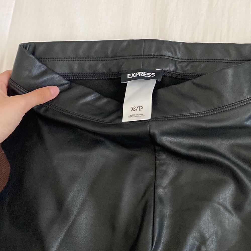 Super High Waisted Faux Leather Leggings Women XS